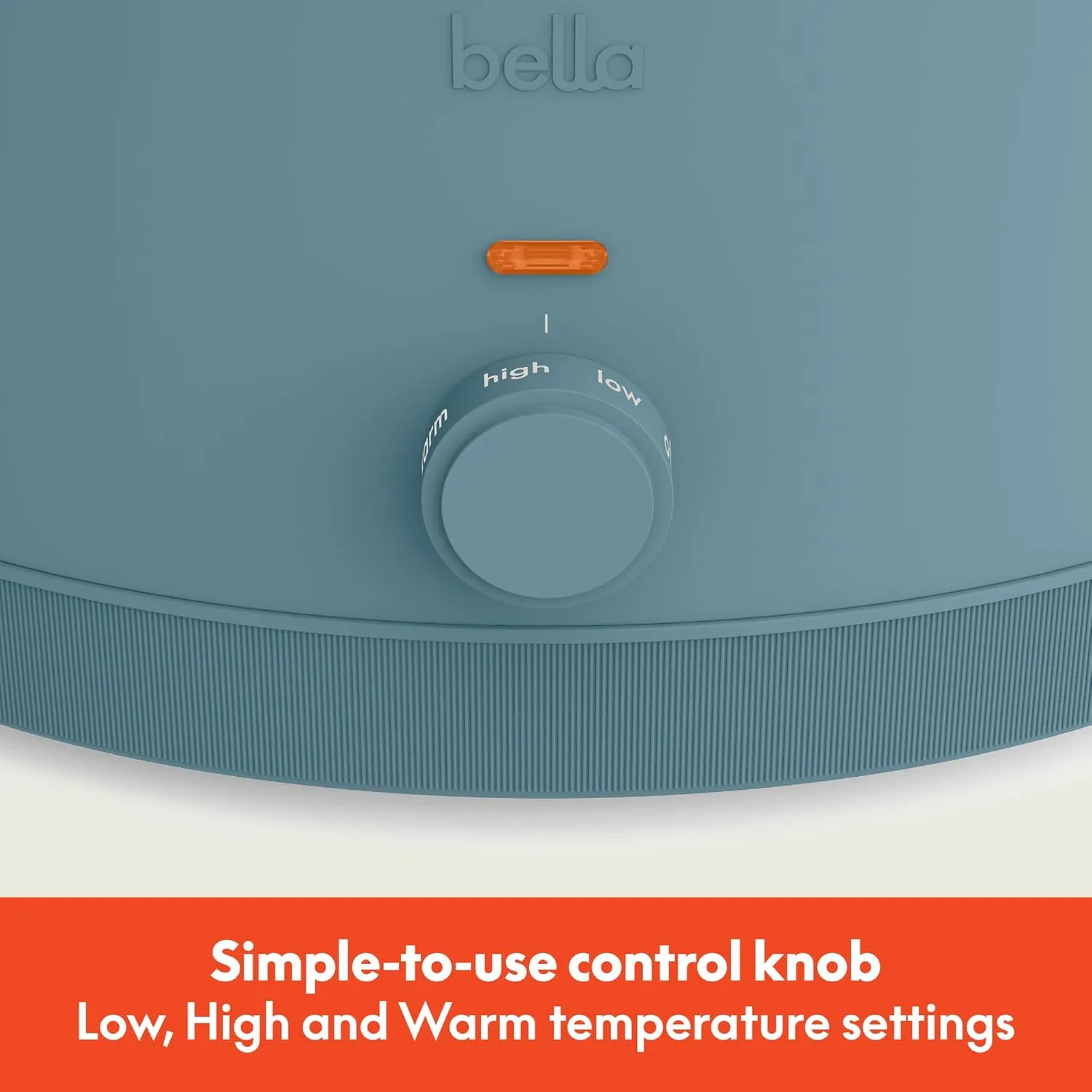 bella 6.0 Qt Manual Slow Cooker, EverGood™ Ceramic Nonstick Coating, 3 Temperature Settings, Dishwasher Safe Stoneware Pot and Tempered Glass Lid, Cool Touch Handles & Tangle Free Cord Wrap, Surf