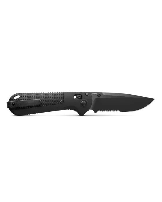 Benchmade 430SBK-02 Redoubt Black Grivory 3.55" Serrated Edge Drop-Point Folding Pocket Knife