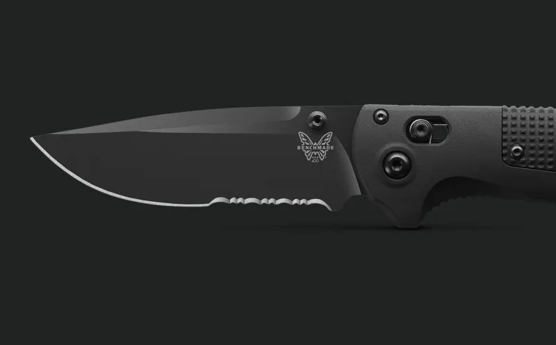 Benchmade 430SBK-02 Redoubt Black Grivory 3.55" Serrated Edge Drop-Point Folding Pocket Knife