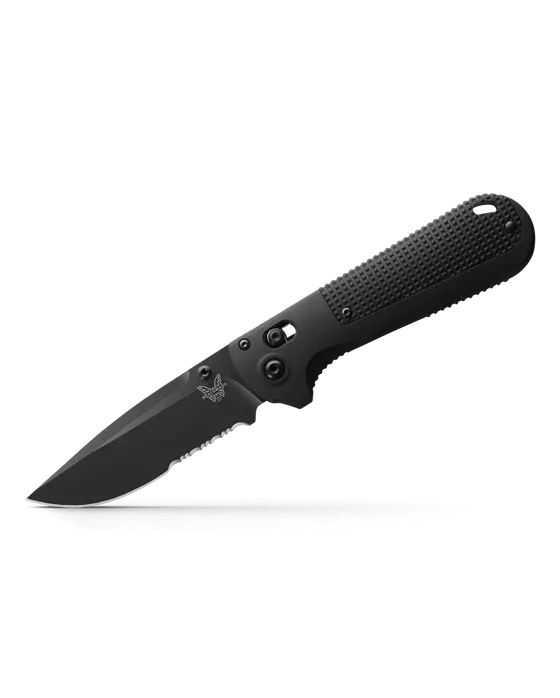 Benchmade 430SBK-02 Redoubt Black Grivory 3.55" Serrated Edge Drop-Point Folding Pocket Knife