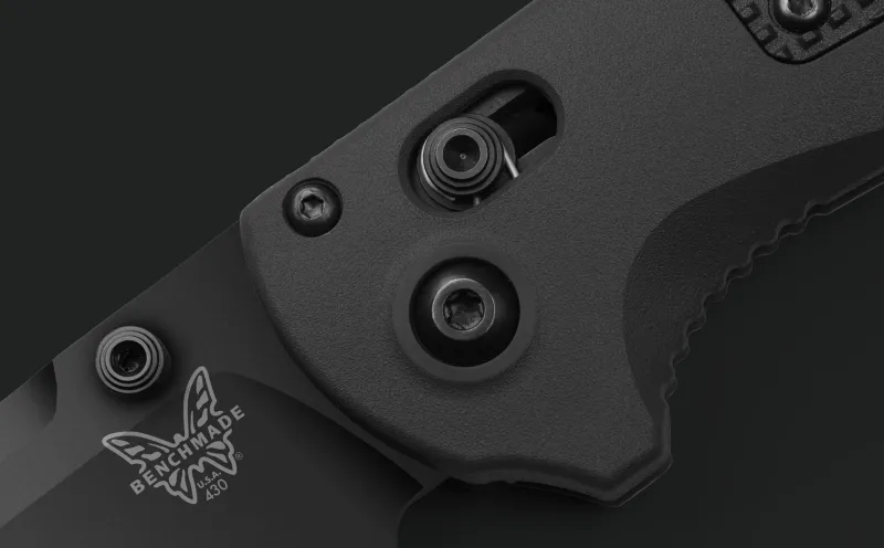 Benchmade 430SBK-02 Redoubt Black Grivory 3.55" Serrated Edge Drop-Point Folding Pocket Knife