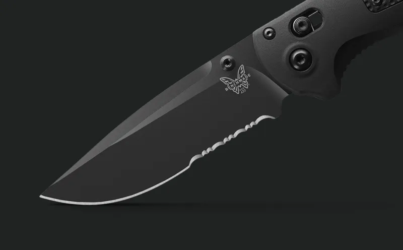 Benchmade 430SBK-02 Redoubt Black Grivory 3.55" Serrated Edge Drop-Point Folding Pocket Knife