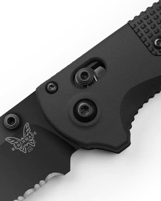 Benchmade 430SBK-02 Redoubt Black Grivory 3.55" Serrated Edge Drop-Point Folding Pocket Knife