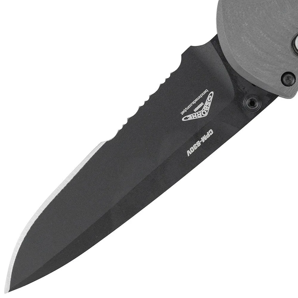 Benchmade Barrage 580SBK-2 Knife, Serrated Drop-Point, Coated Finish, Gray Handle