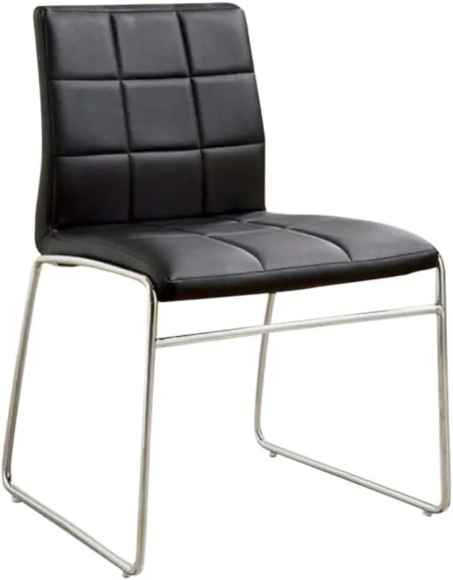 Benzara Kona, Set of Two, Black Oahu Contemporary Side Chair with Steel Tube Finish