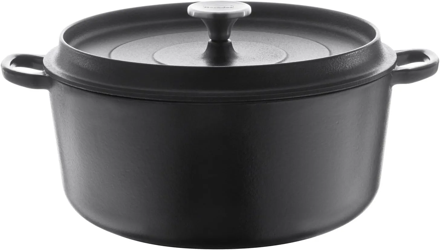 Berndes 034147 Cast Iron Roasting Pot with Lid, 28 cm, Black