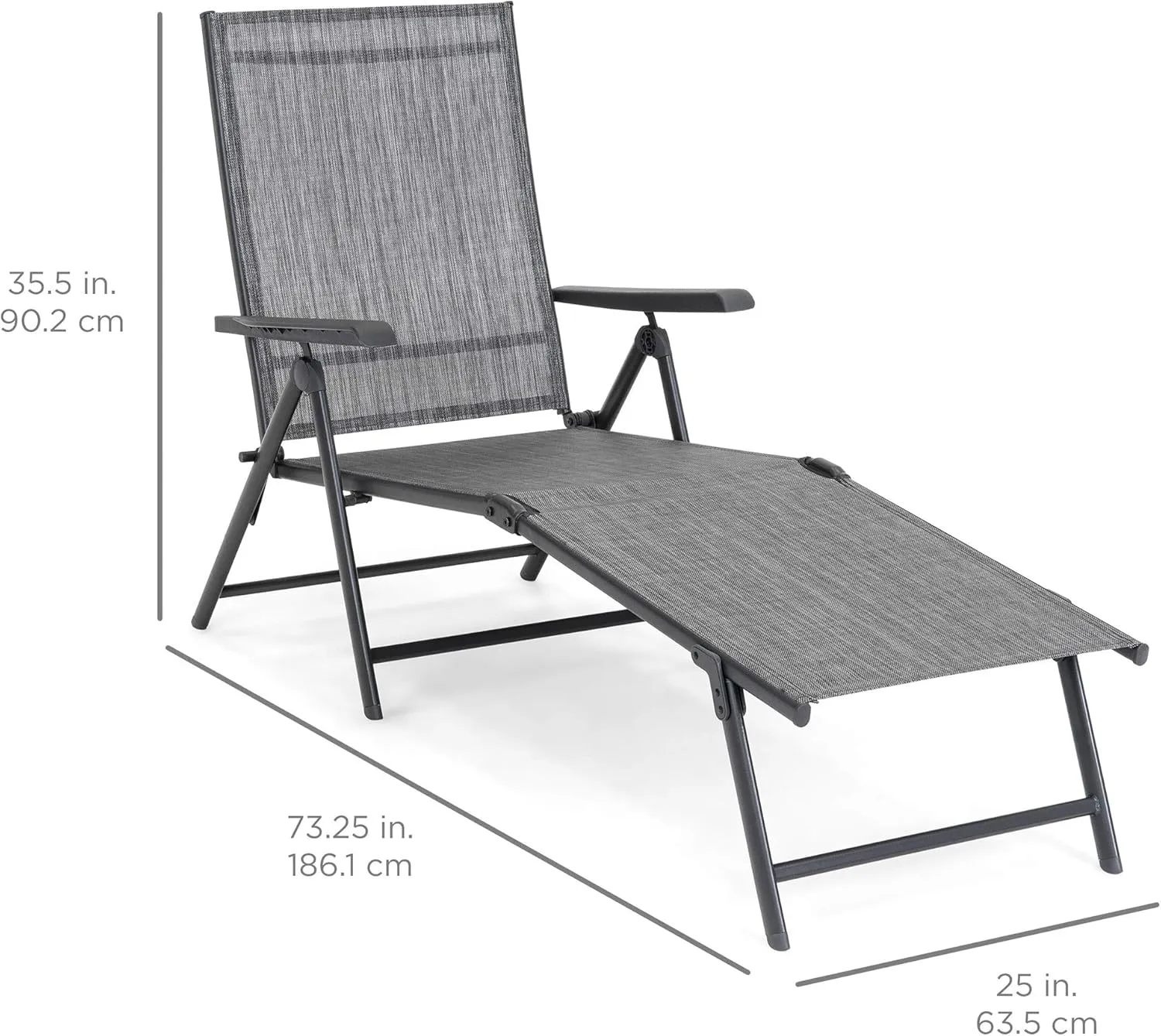 Best Choice Products Set of 2 Outdoor Patio Chaise Lounge Chair Adjustable Reclining Folding Pool Lounger for Poolside, Deck, Backyard w/Steel Frame, 250lb Weight Capacity - Gray