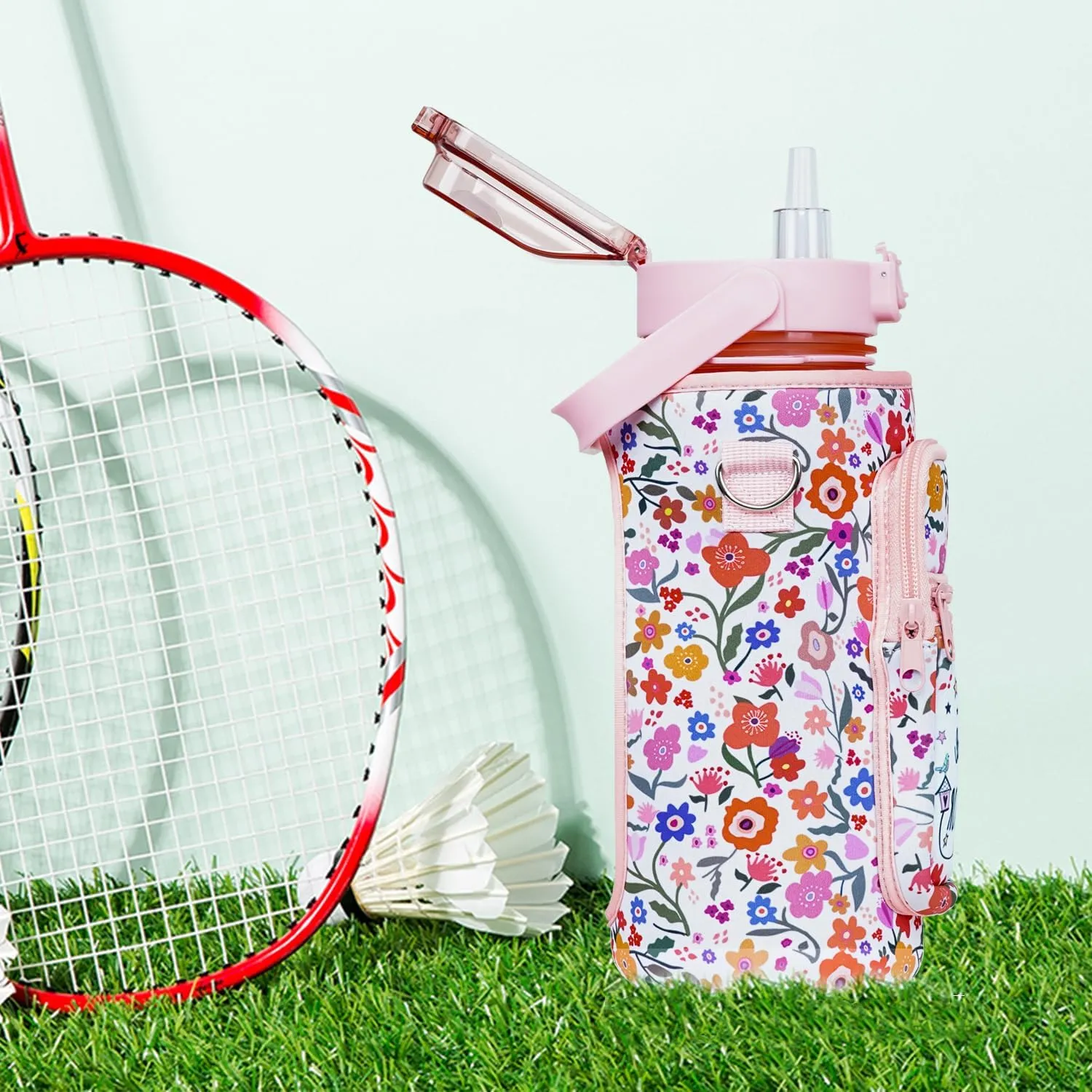 Best Friend Gift Women - Half Gallon Water Bottle with Sleeve - I Wish You Lived Next Door - Best Friend - BPA Free 64 OZ Water Bottle - with Time Marker Leakproof Water Jug