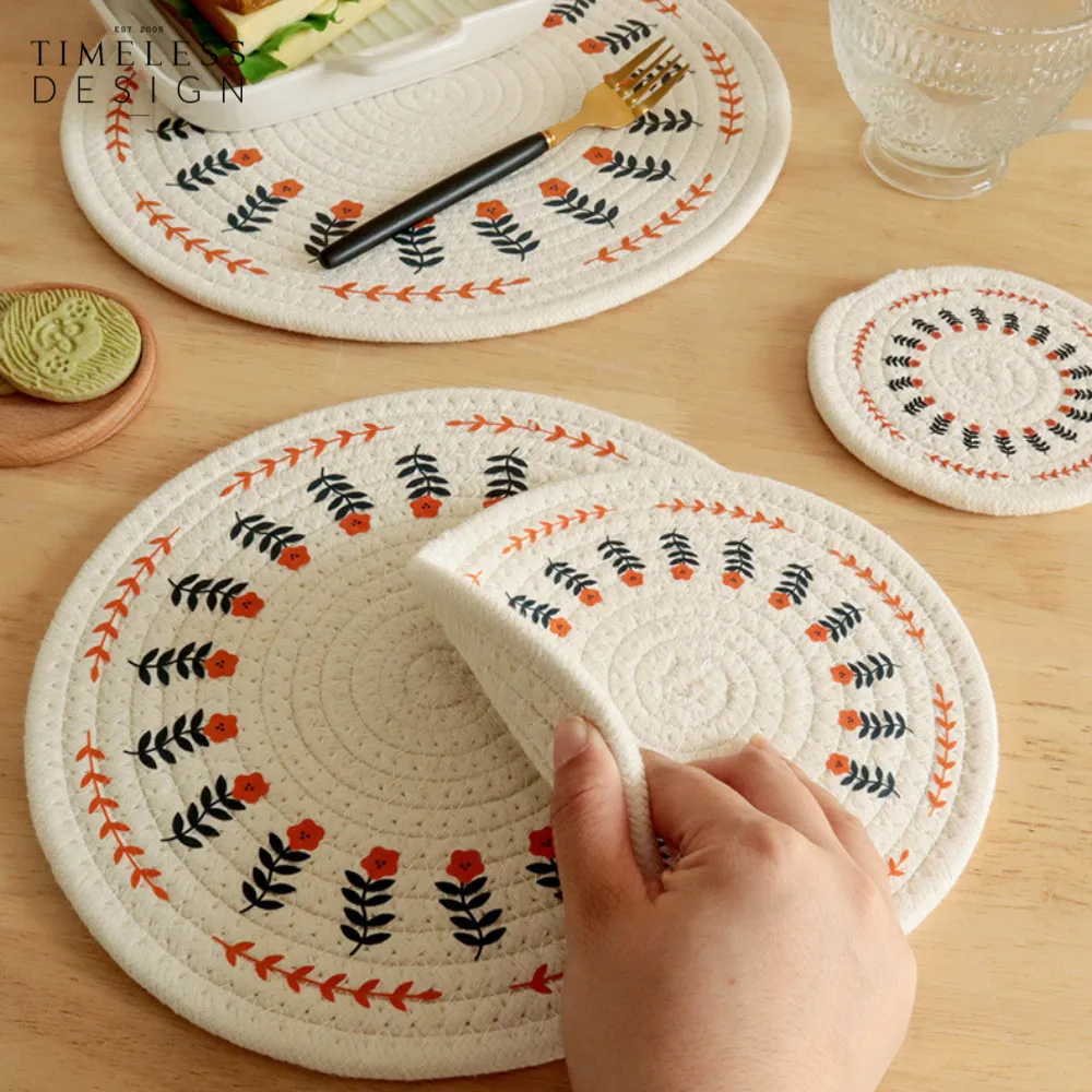 Beyza Round Woven Heat Resistant Coasters