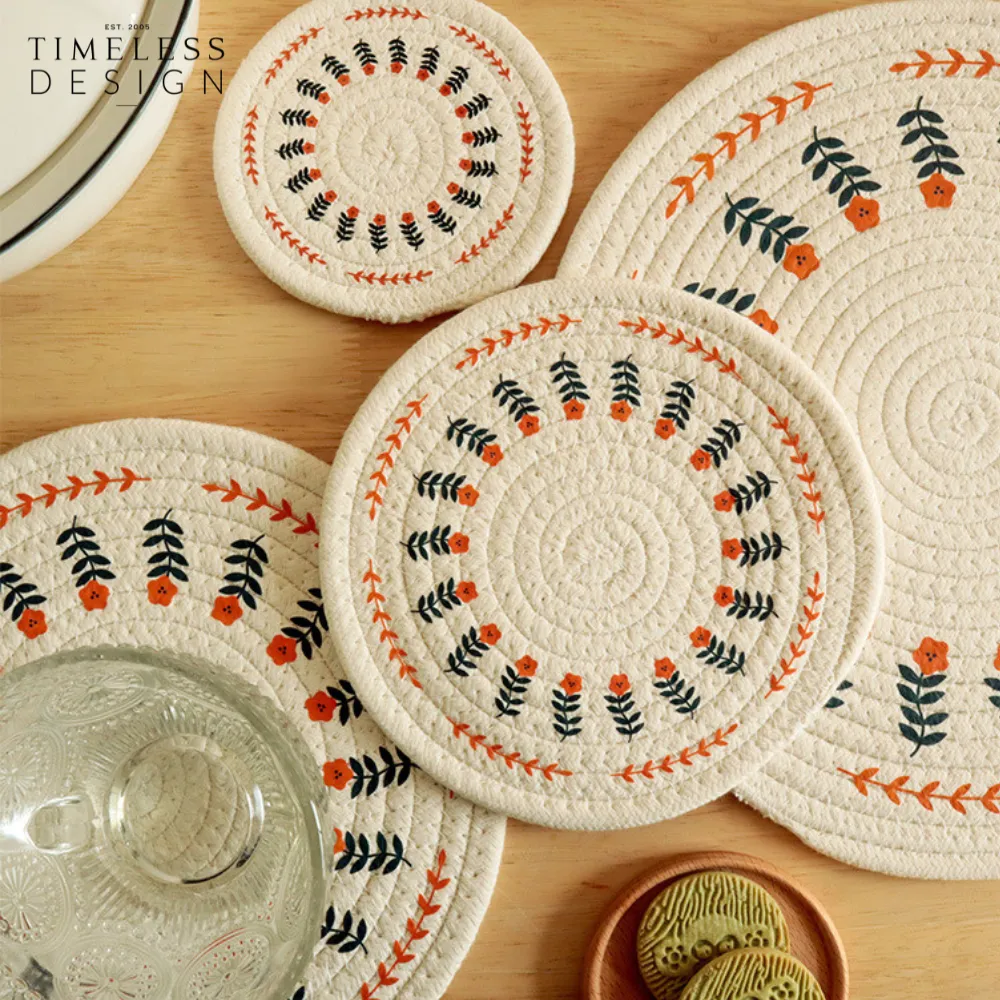Beyza Round Woven Heat Resistant Coasters
