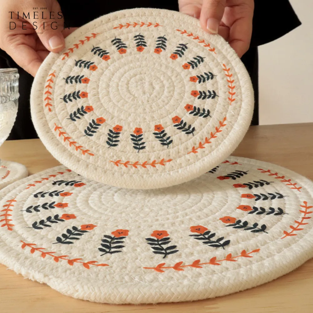 Beyza Round Woven Heat Resistant Coasters