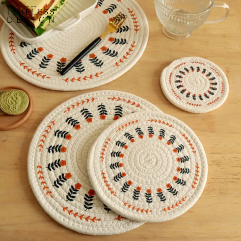 Beyza Round Woven Heat Resistant Coasters