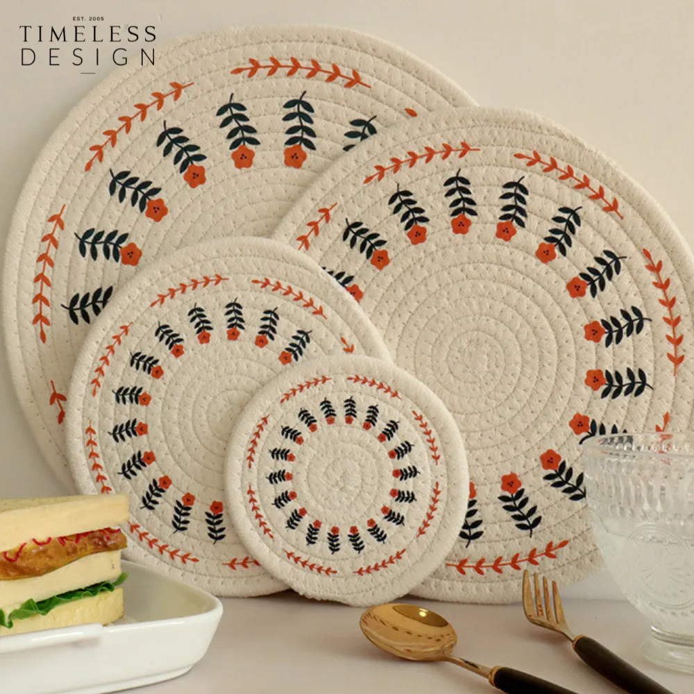 Beyza Round Woven Heat Resistant Coasters