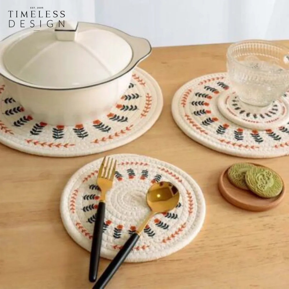 Beyza Round Woven Heat Resistant Coasters
