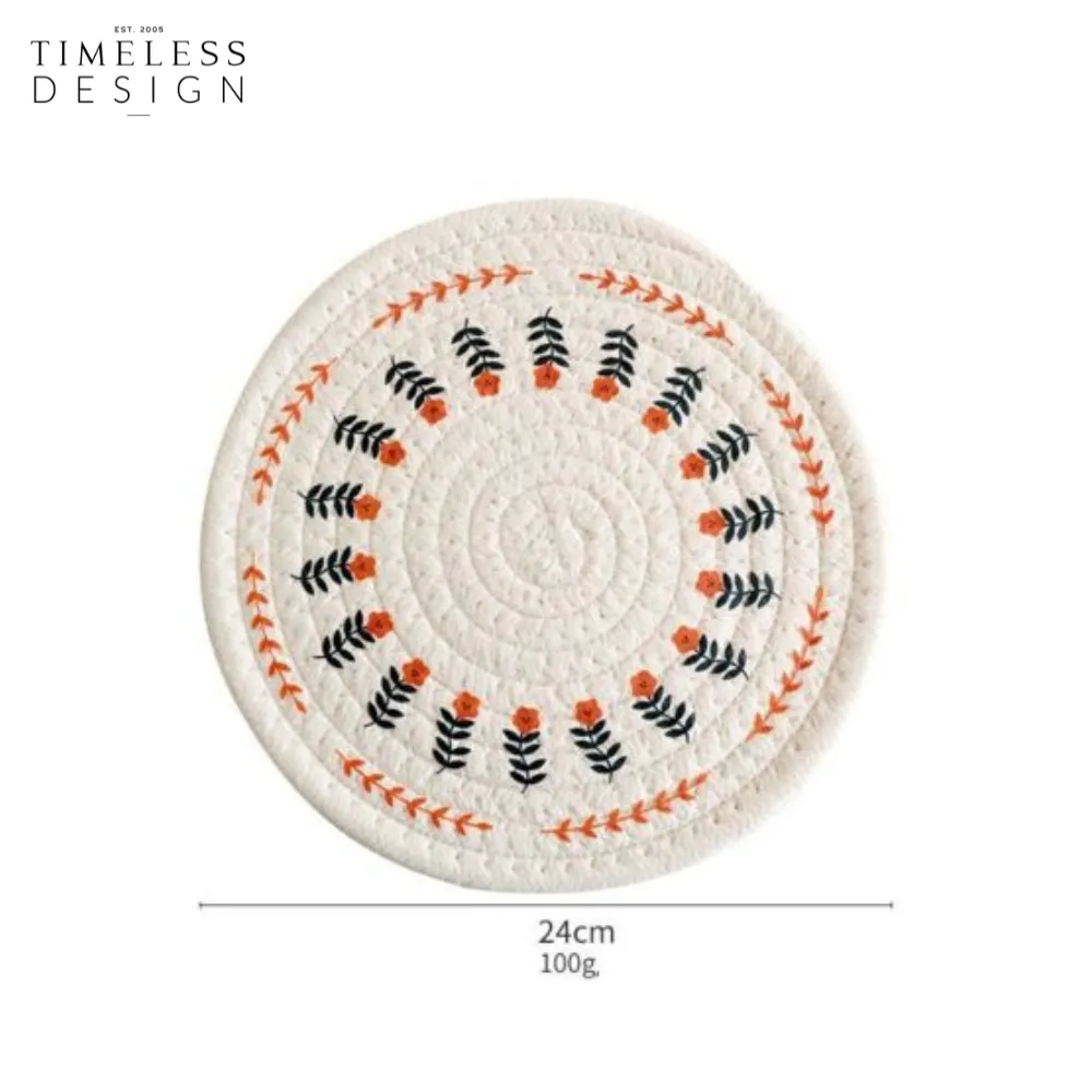 Beyza Round Woven Heat Resistant Coasters