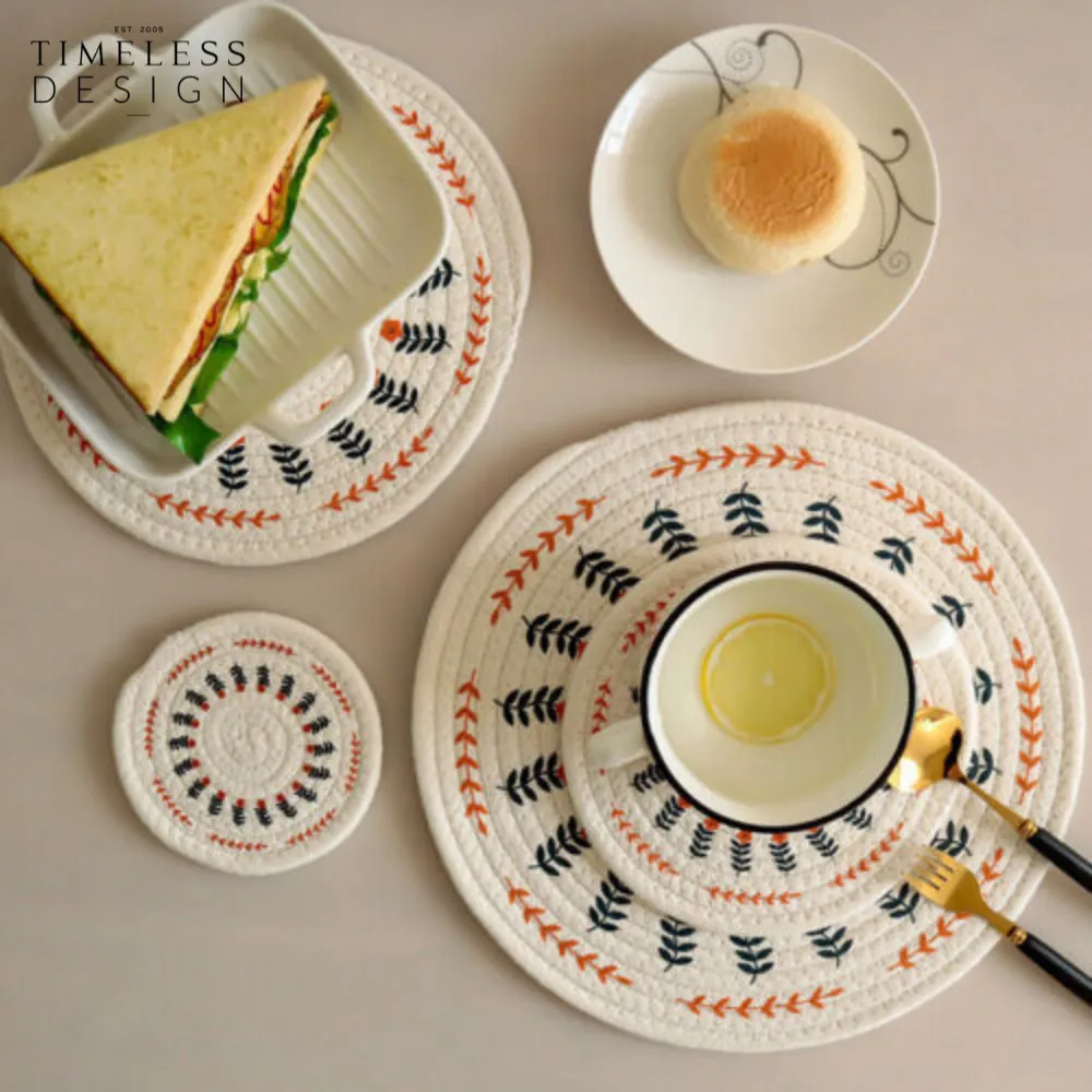 Beyza Round Woven Heat Resistant Coasters