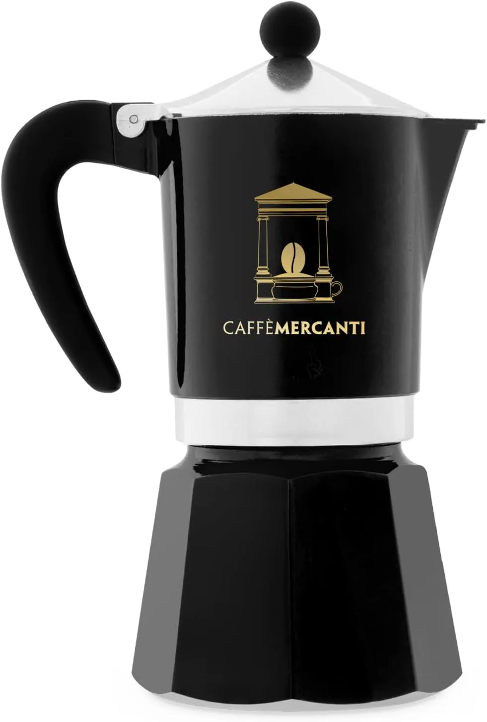 Bialetti Limited Edition Caffe Mercanti Black Oro 6 Cups - Italian Stovetop Moka Pot
