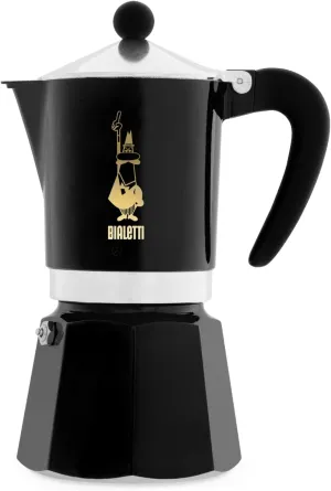 Bialetti Limited Edition Caffe Mercanti Black Oro 6 Cups - Italian Stovetop Moka Pot