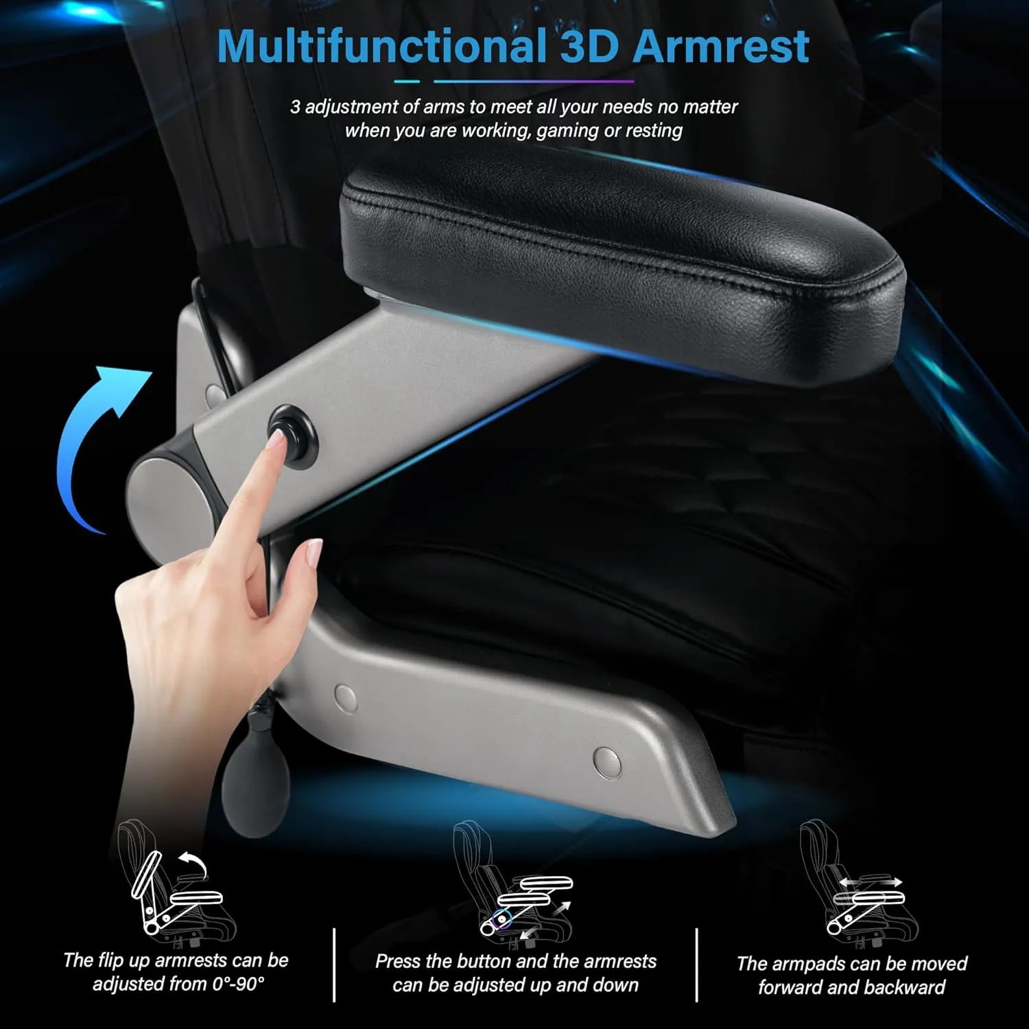 Big and Tall 700lbs Office Chair - Adjustable Lumbar Support 3D Flip Arms Heavy Duty Metal Base&Wheels, High Back Large Executive Computer Desk Chair, Thick Padded Ergonomic Design for Back Pain