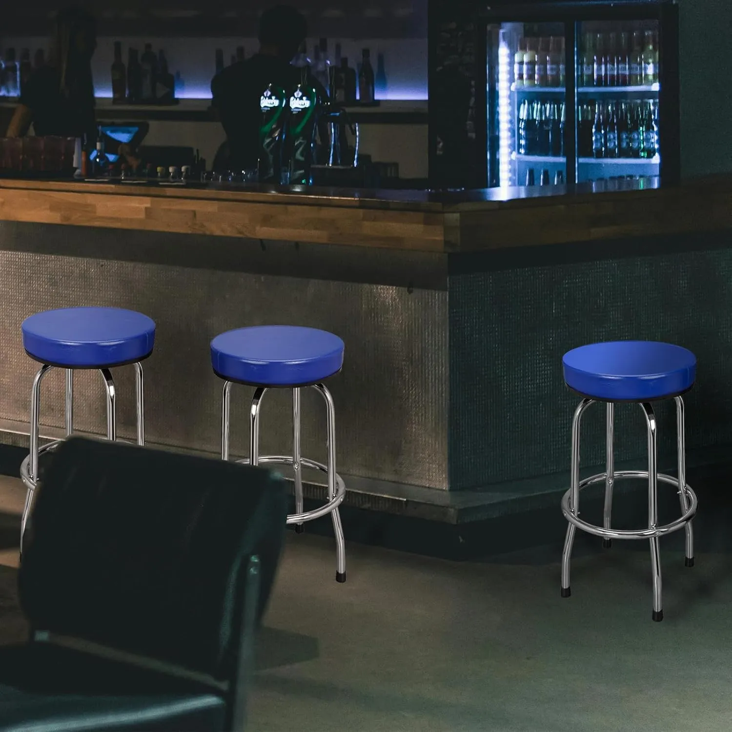 BIG RED ATRP6185U-1 Torin Swivel Bar Stool: Padded Garage/Shop Seat with Chrome Plated Legs, Blue