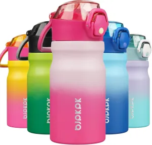 BJPKPK Insulated Water Bottle 14oz Stainless Steel Water Bottles With Straw And Carry Handle Double Wall Metal Thermos,Cherry Blossom