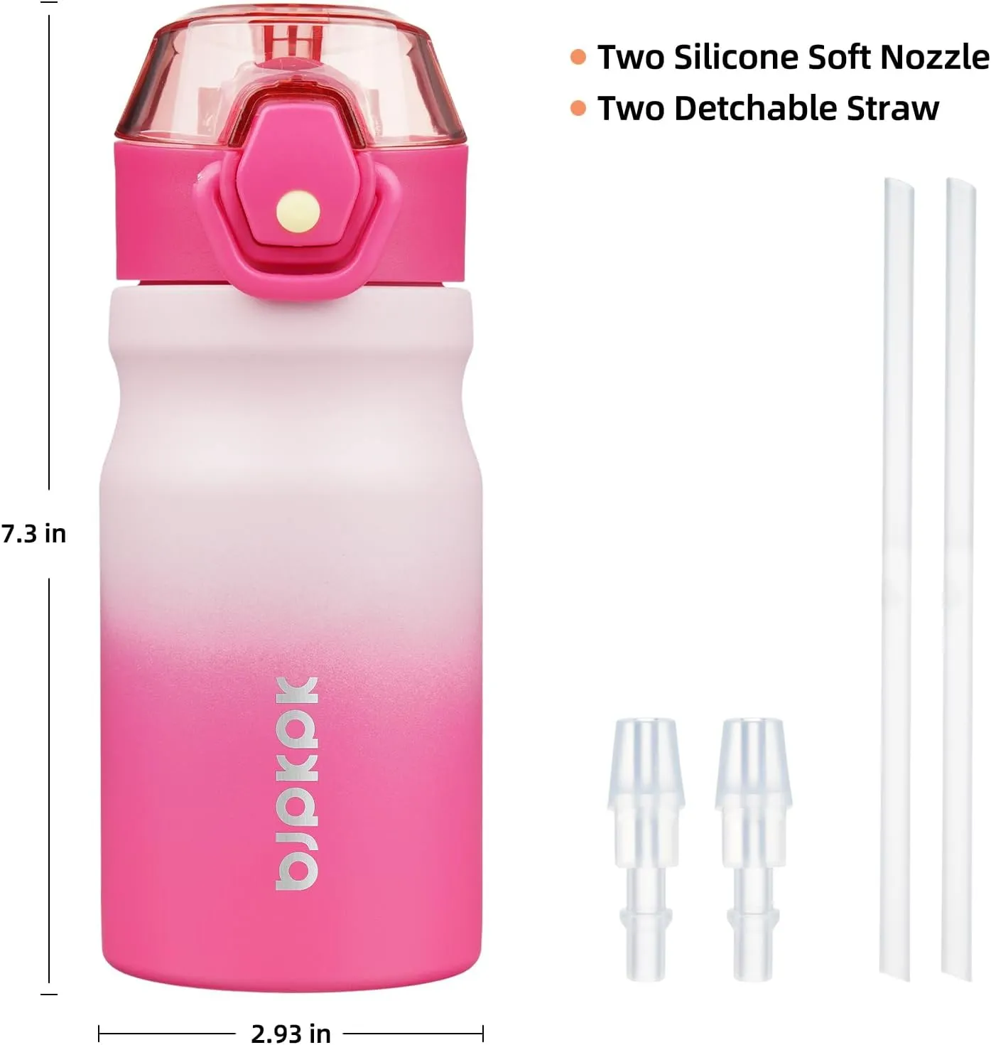 BJPKPK Insulated Water Bottle 14oz Stainless Steel Water Bottles With Straw And Carry Handle Double Wall Metal Thermos,Cherry Blossom