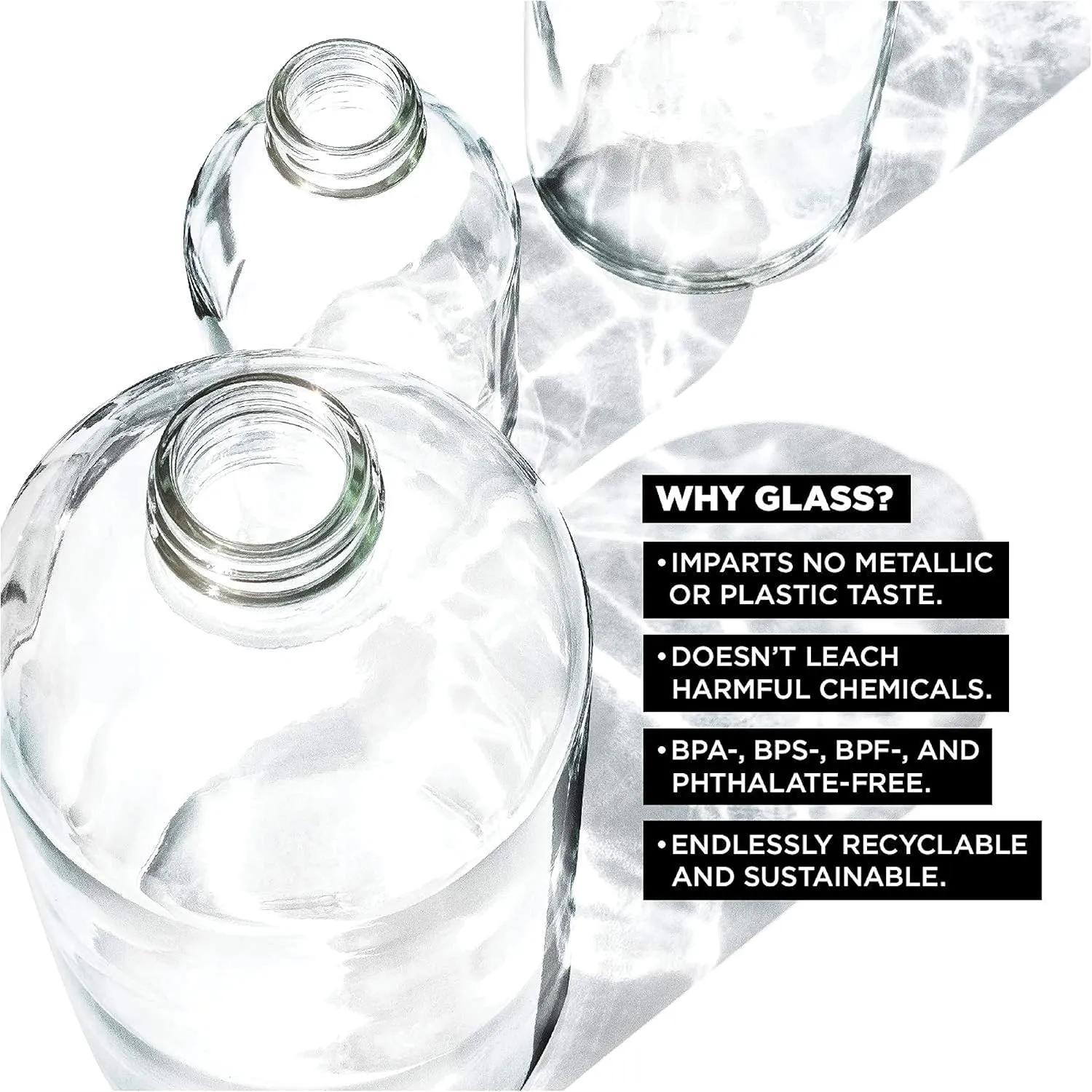 bkr - Little Smooth - Reusable Glass Water Bottle - 16oz - Fits in Cup Holder - Leakproof, Travel Friendly - BPA Free, Dishwasher Safe - Removable Silicone Sleeve & Carrying Loop