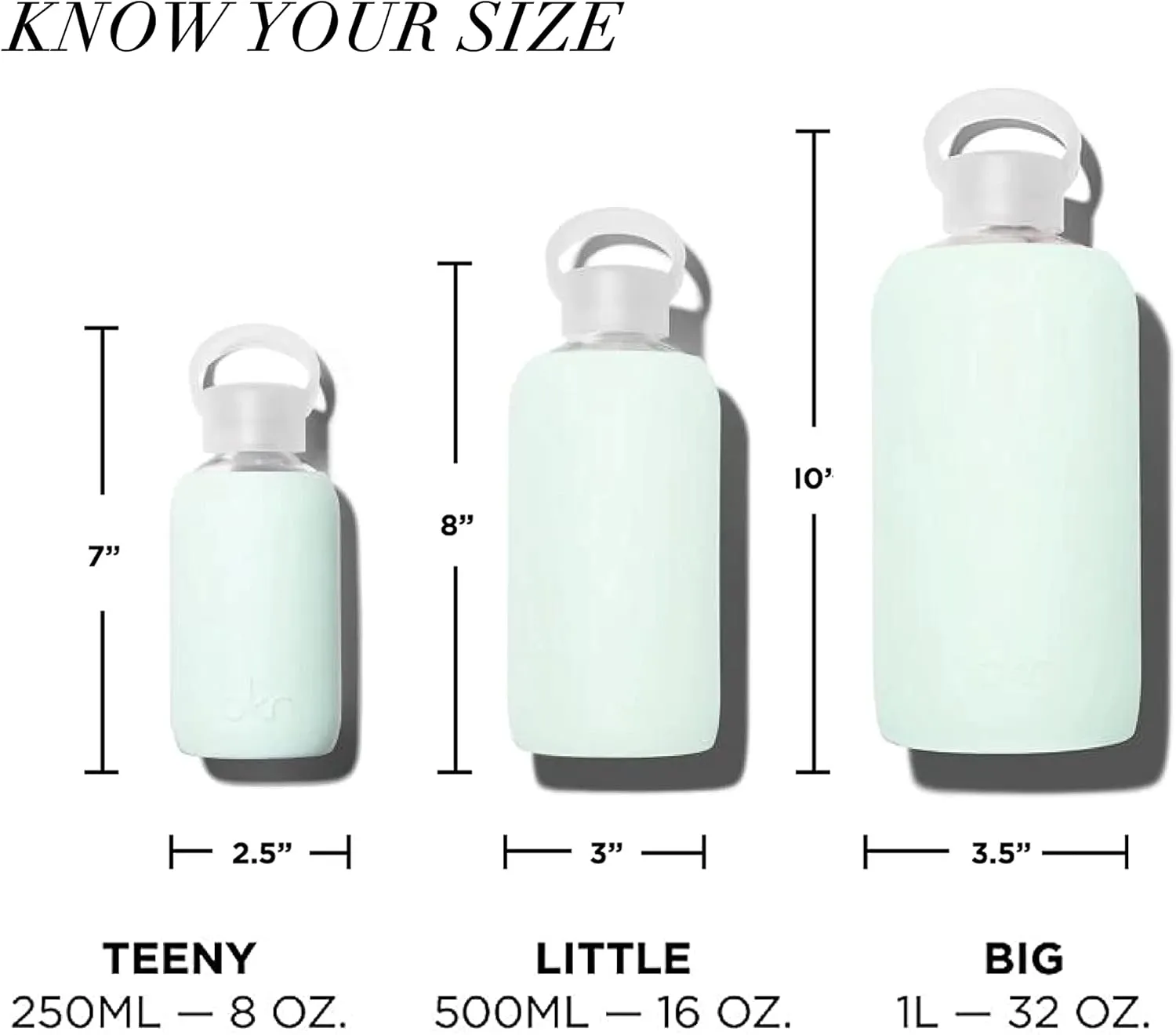 bkr - Little Smooth - Reusable Glass Water Bottle - 16oz - Fits in Cup Holder - Leakproof, Travel Friendly - BPA Free, Dishwasher Safe - Removable Silicone Sleeve & Carrying Loop