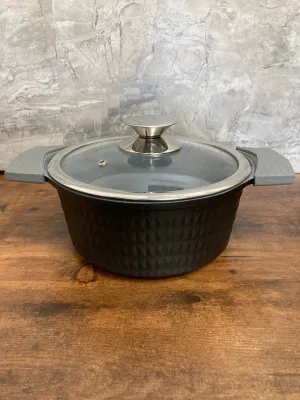 Black Cooking Pot 20 cm( approx 3QT) Cast Aluminum Stock pot ,Non Stick Ceramic Coated 0% PTFE 0% PFOA Kitchen stove oven.
