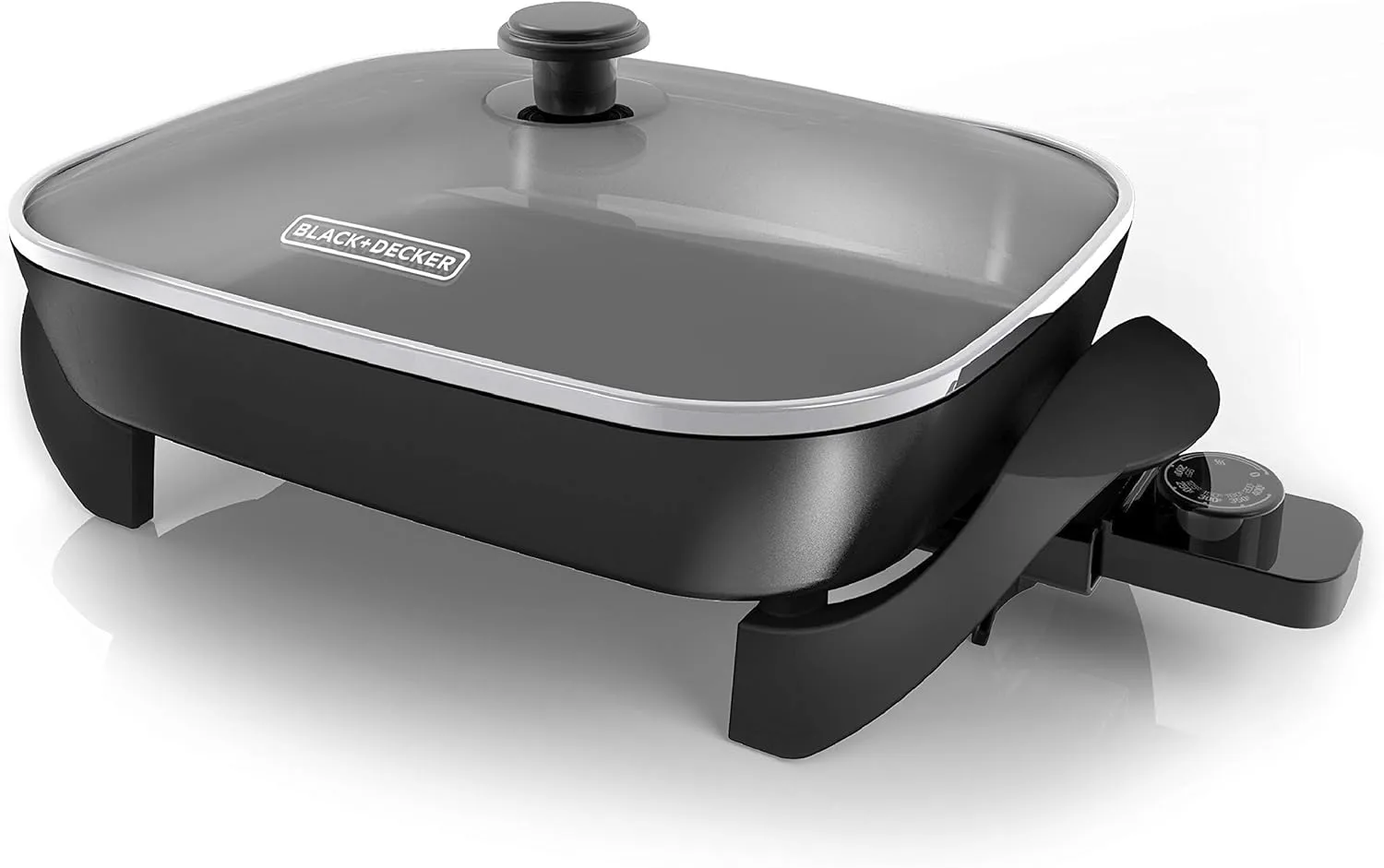 BLACK DECKER Electric Skillet, Variable Temperature Control, Nonstick Cooking Surface, Dishwasher Safe, Tempered Glass Lid, 12"x15"