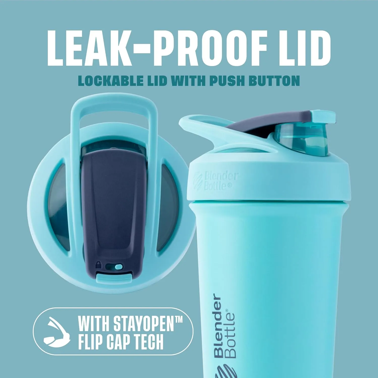 BlenderBottle Strada Sleek Insulated Stainless Steel Water Bottle with Wire Whisk, 25-Ounce, Seafoam (Pack of 1)