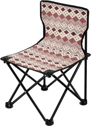 Boho Retro Red Brown Stripes Folding Youth Camping Chair Ultralight Beach Chair Backpack with Carrying Bag