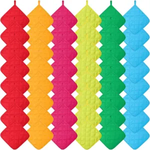 Bokon 48 Pcs Cotton Pot Holders for Kitchen Heat Resistant Potholders Bulk for Crafts Multi Color Square Pads Oven Mitts with Hanging Loops for Cooking Baking, 7 x 7 Inch (Multicolor)