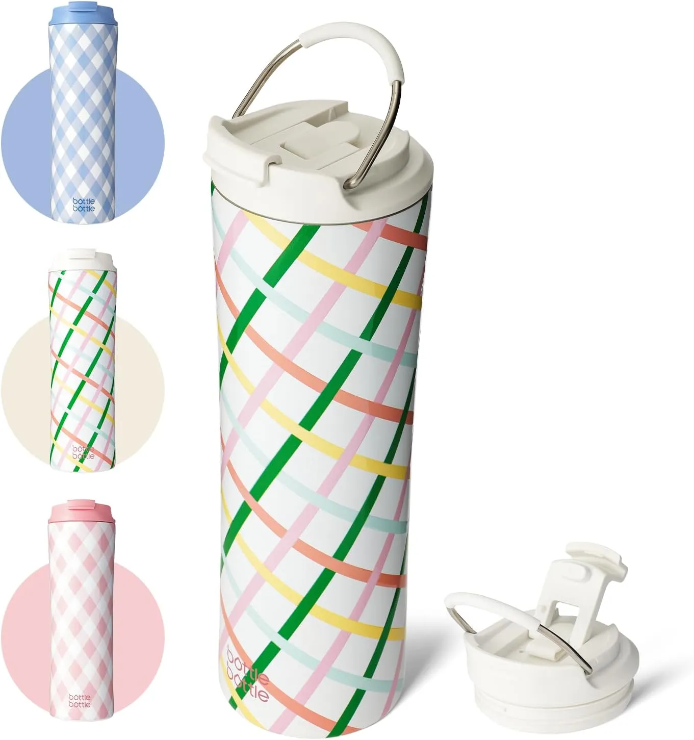 BOTTLE BOTTLE Insulated Water Bottle Coffee Tumblers with Dual-use Lid and Straw Double Walled Iced Travel Coffee Mug for Woman and Man 24oz Stainless Steel Tumbler with Handle