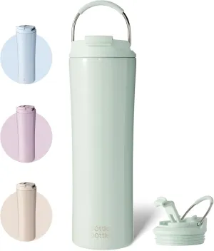 BOTTLE BOTTLE Insulated Water Bottle Coffee Tumblers with Dual-use Lid and Straw Double Walled Iced Travel Coffee Mug for Woman and Man 24oz Stainless Steel Tumbler with Handle