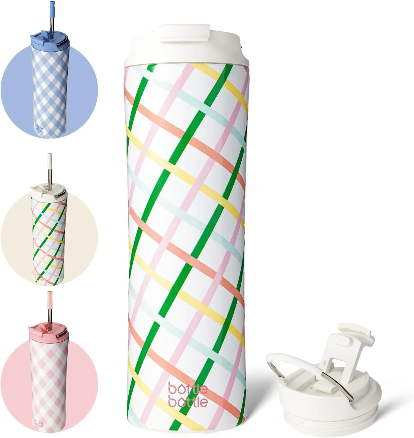 BOTTLE BOTTLE Insulated Water Bottle Coffee Tumblers with Dual-use Lid and Straw Double Walled Iced Travel Coffee Mug for Woman and Man 24oz Stainless Steel Tumbler with Handle