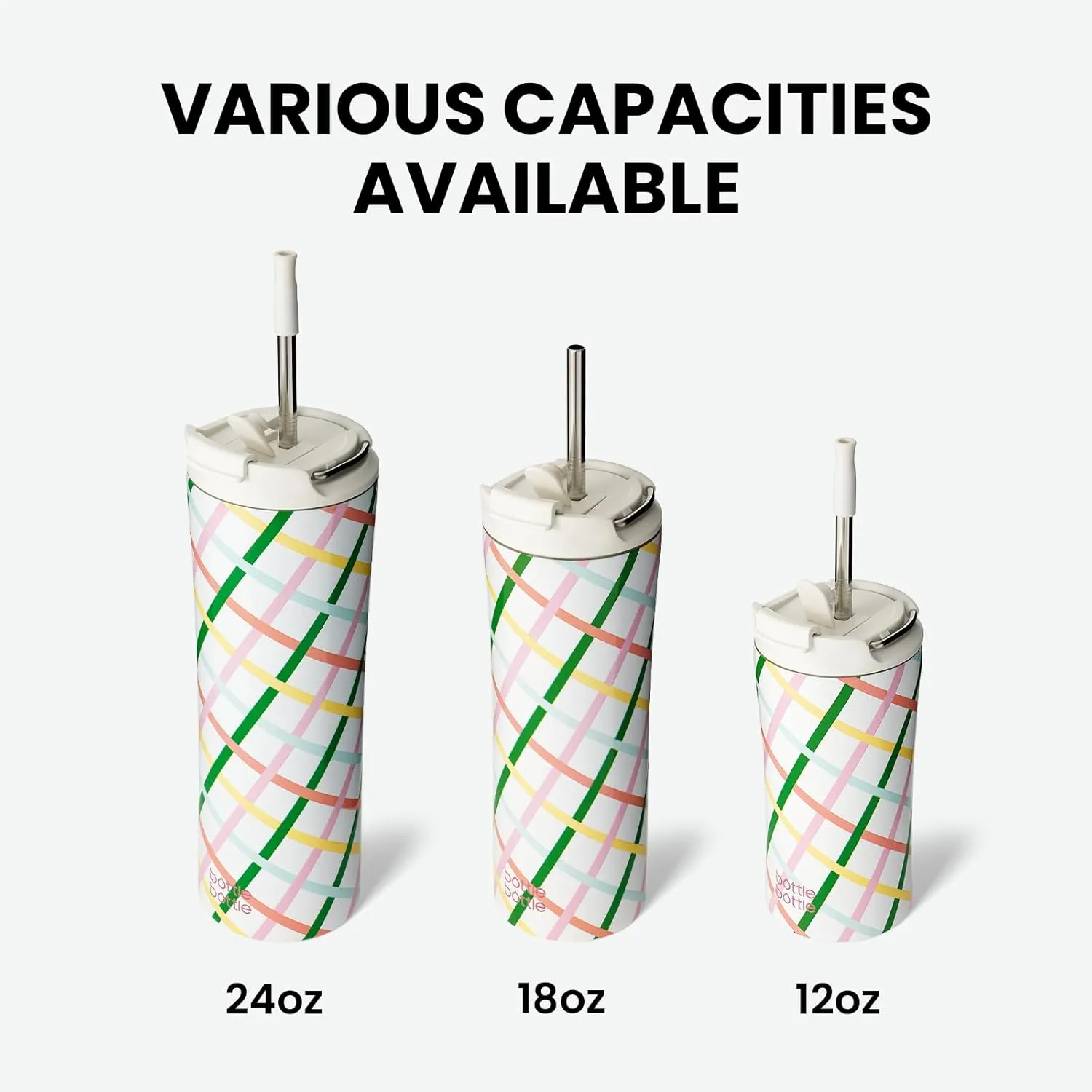 BOTTLE BOTTLE Insulated Water Bottle Coffee Tumblers with Dual-use Lid and Straw Double Walled Iced Travel Coffee Mug for Woman and Man 24oz Stainless Steel Tumbler with Handle