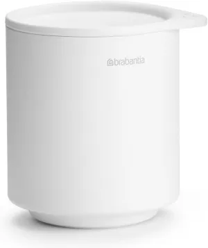 Brabantia MindSet Bathroom Storage Pot with Lid (Mineral Fresh White) Cue Tip, Cotton Pads, Jewellery Storage Organizer Holder for Washbasin or Cupboard
