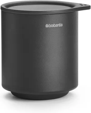 Brabantia MindSet Bathroom Storage Pot with Lid (Mineral Infinite Gray) Cue Tip, Cotton Pads, Jewellery Storage Organizer Holder for Washbasin or Cupboard