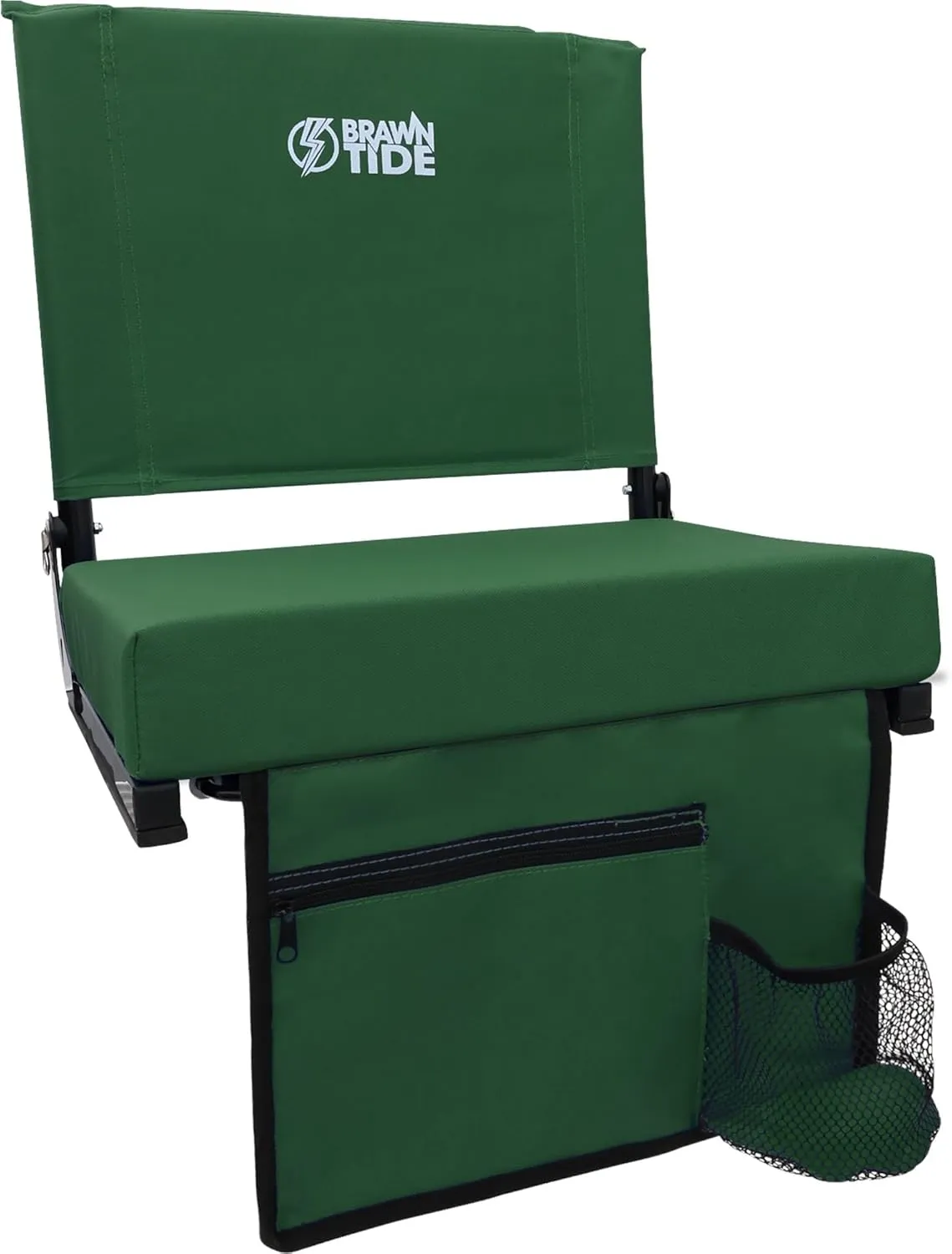 BRAWNTIDE Wide Stadium Seat - Extra Thick Cushion, Great Back Support, Lightweight Chair, Multiple Storage Pockets, Compact, Ideal for Sporting Events