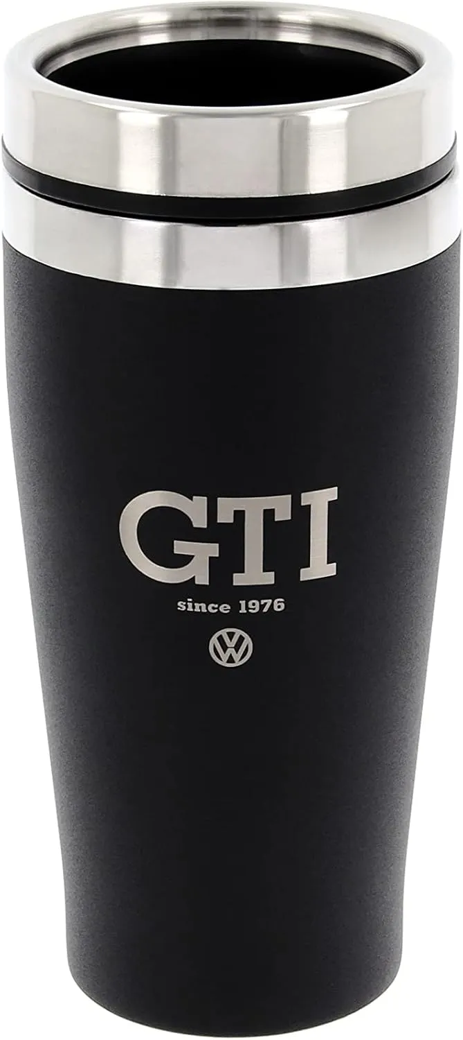 BRISA VW Collection - Insulated Stainless Steel Thermo Drinking Cup in VW GTI Design, Double-Walled (450ml/15.2 fl oz/GTI The Legend/Black)
