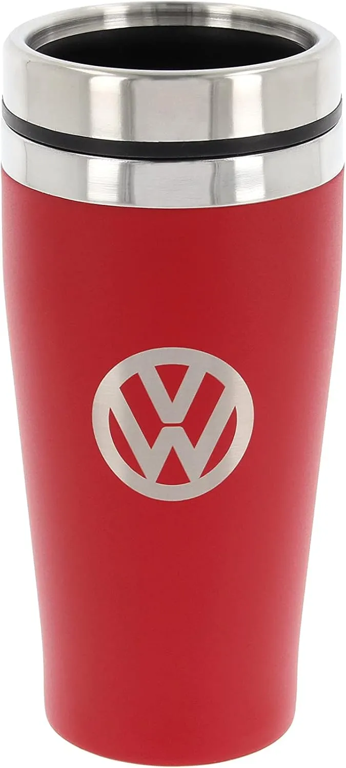 BRISA VW Collection - Insulated Stainless Steel Thermo Drinking Cup in VW Logo Design, Double-Walled (450ml/15.2 fl oz/Red)