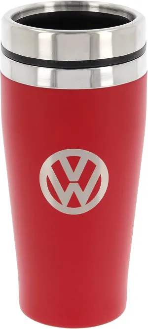 BRISA VW Collection - Insulated Stainless Steel Thermo Drinking Cup in VW Logo Design, Double-Walled (450ml/15.2 fl oz/Red)