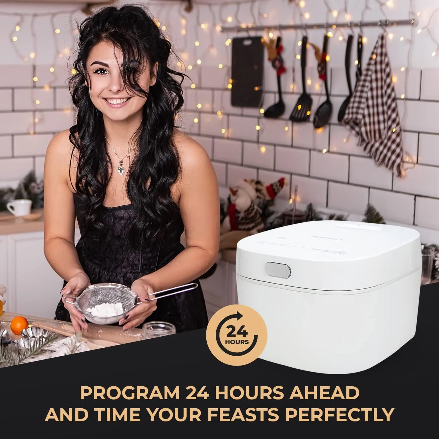 Buffalo SMART COOKER Induction Heating IH Rice Cooker and Warmer, 1 L, 5 cups of rice, Non-Coating inner pot, Efficient, Multiple function, White (5 cups)