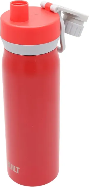 BUILT Cascade Double Wall Vacuum Insulated Stainless Steel Wide Mouth Water Bottle with Comfort Grip and Chug Lid and Carry Handle, 20 ounces