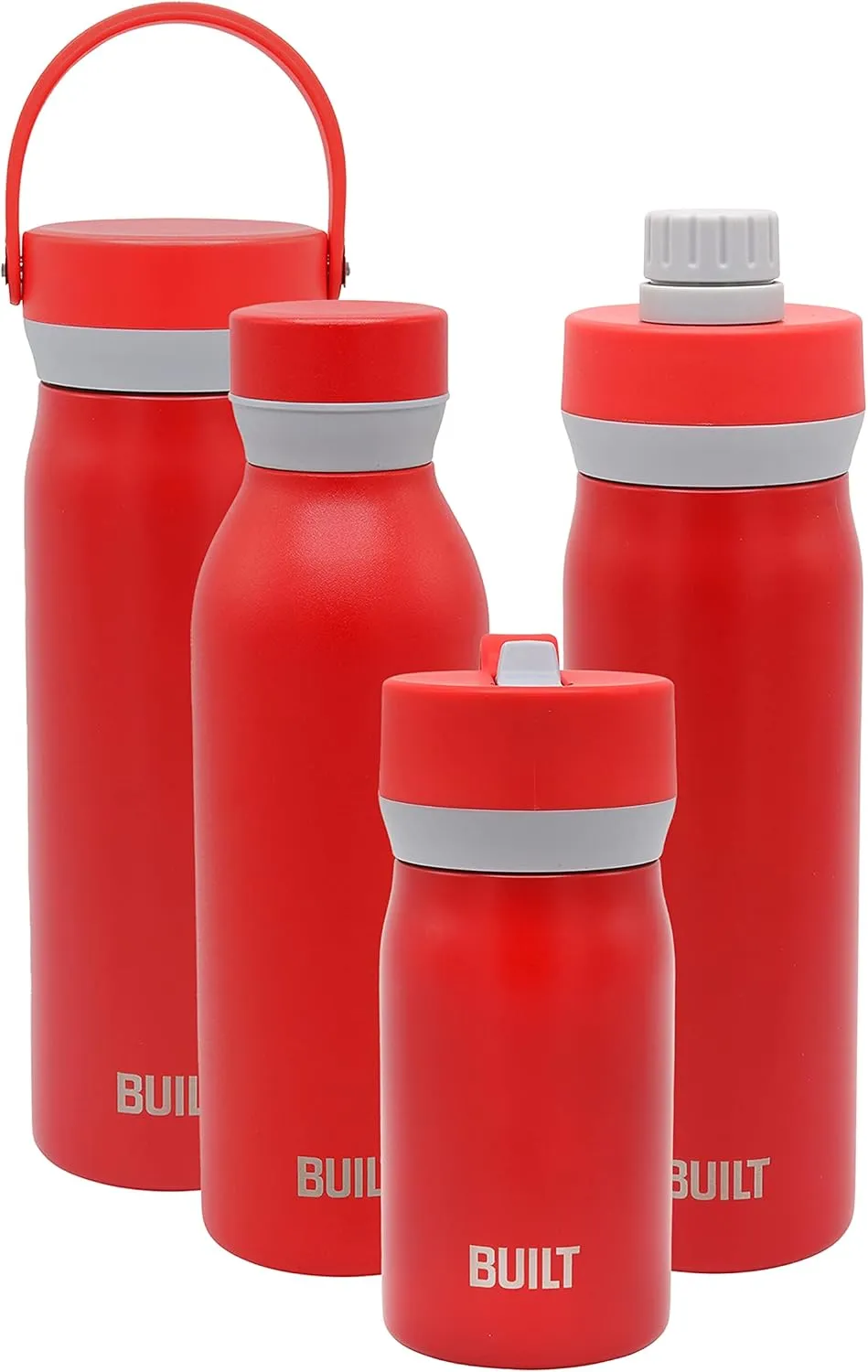 BUILT Cascade Double Wall Vacuum Insulated Stainless Steel Wide Mouth Water Bottle with Comfort Grip and Chug Lid and Carry Handle, 20 ounces