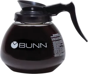 BUNN Coffee Pot Decanter/Carafe Black Regular - New Glass Design Shape - Ergonomic Handle - 12 Cup Capacity -