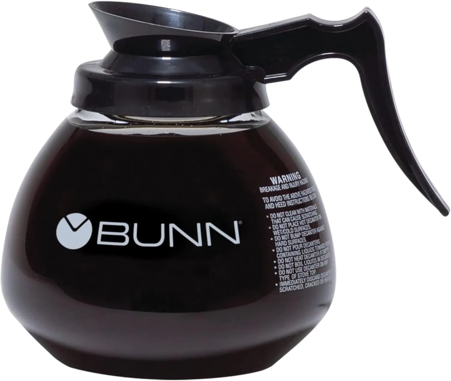 BUNN Coffee Pot Decanter/Carafe Black Regular - New Glass Design Shape - Ergonomic Handle - 12 Cup Capacity -