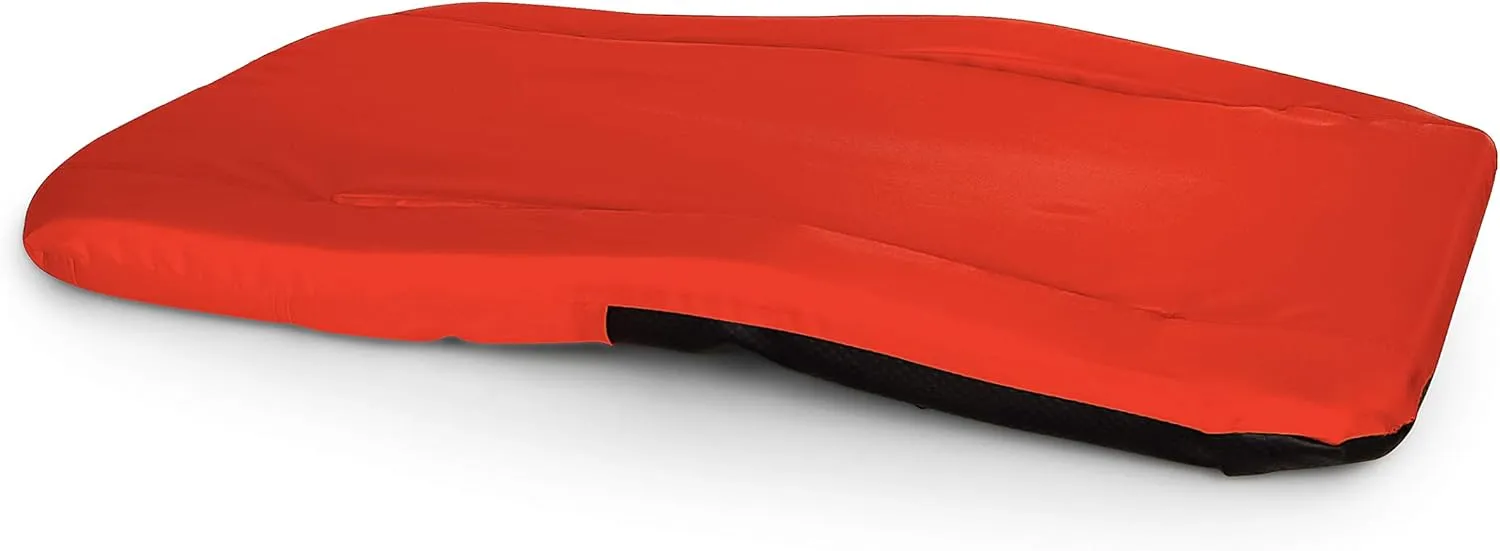 Camco Portable Stadium Seat - Steel Frame w/Padded Cushion Seat, Back Support & Armrests - Invertible Armrests for Wider Seat & Non-Skid Bottom - Great for Camping, RVing, Picnics & More - Red (53096)