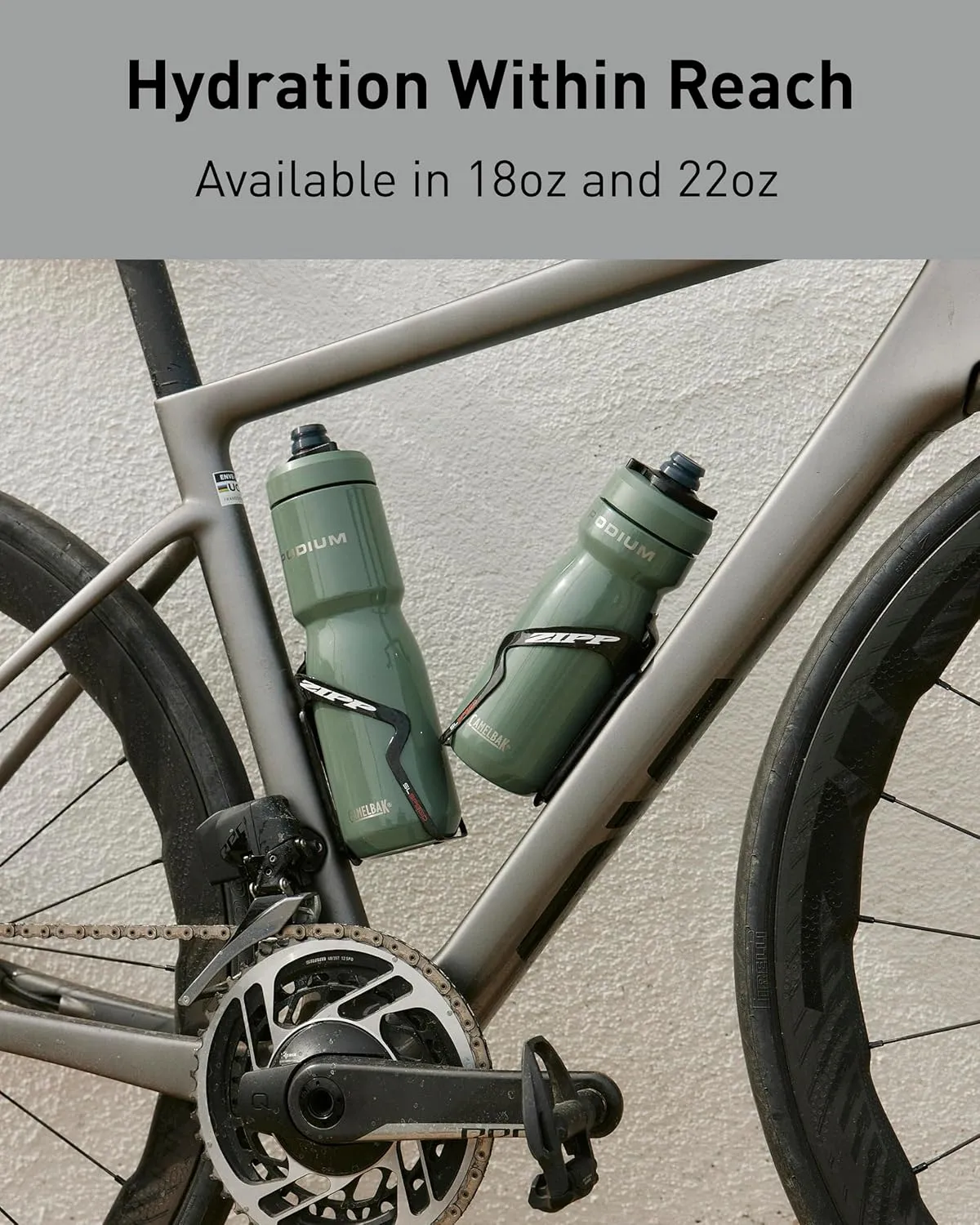 CamelBak Podium Steel Insulated Stainless Steel Bike Water Bottle – for Cycling, Fitness & Sports- Fits Most Bike Cages, 18oz - Moss